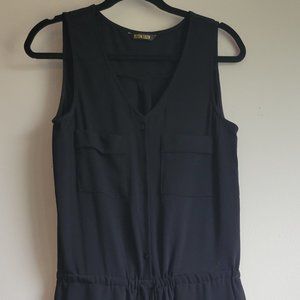 Peyton Jensen Black Sleeveless Coverall POCKETS M